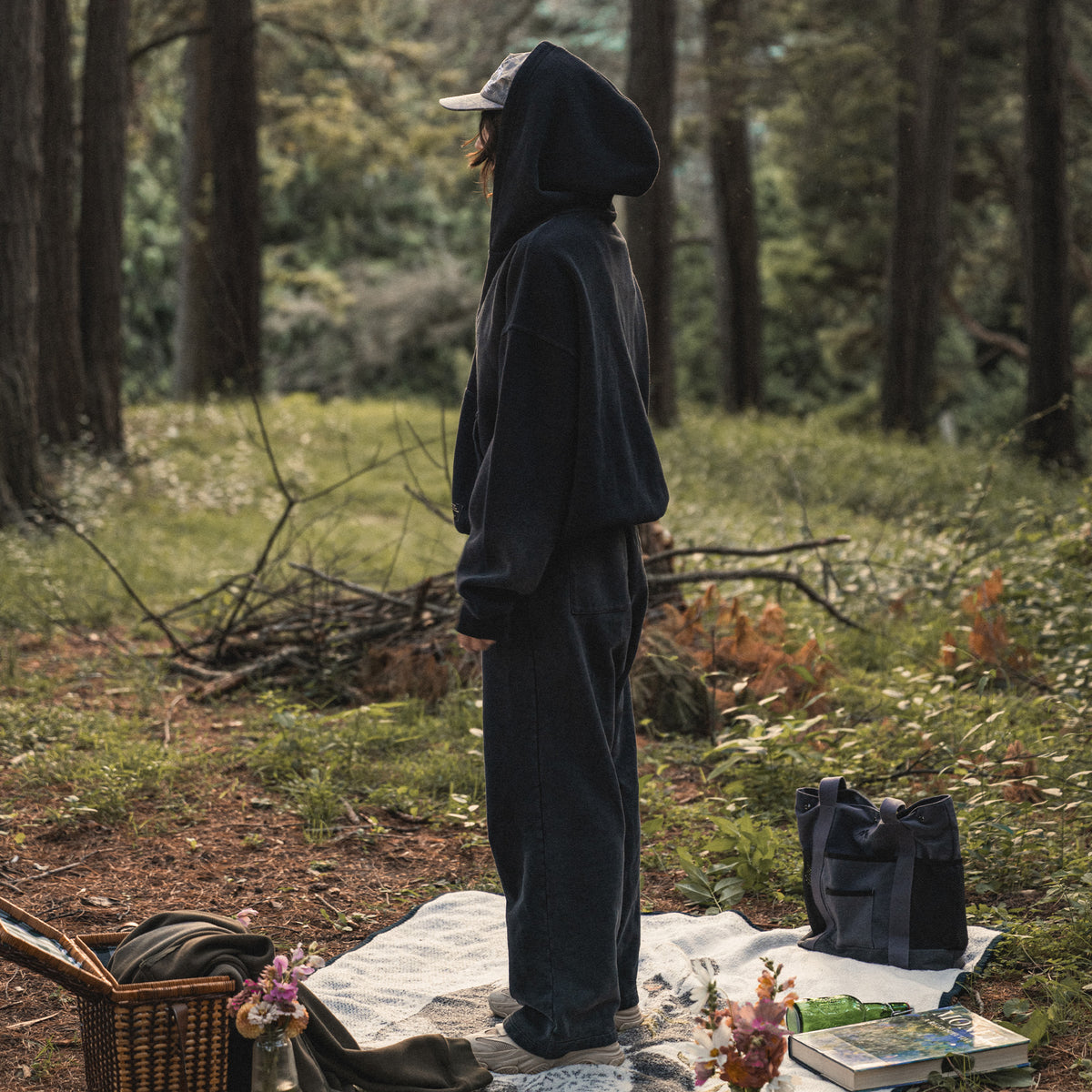 overtime waffle zip-up [obsidian]