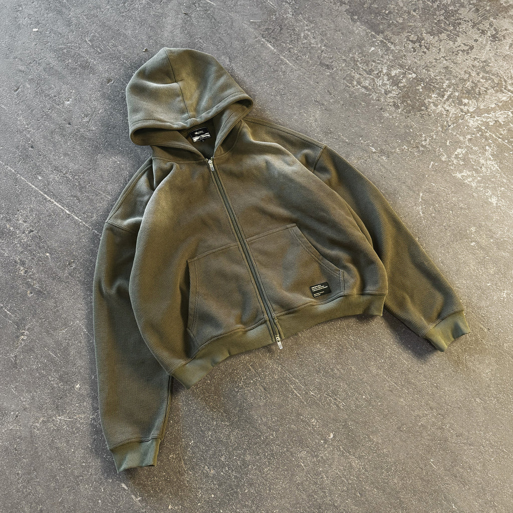 overtime waffle zip-up [green]